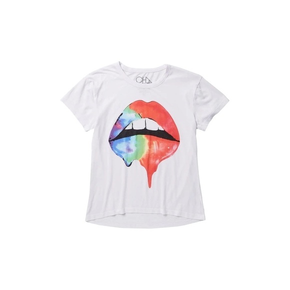 [Chaser] Classic White Rainbow Lips Graphic Tee - Picture 3 of 6